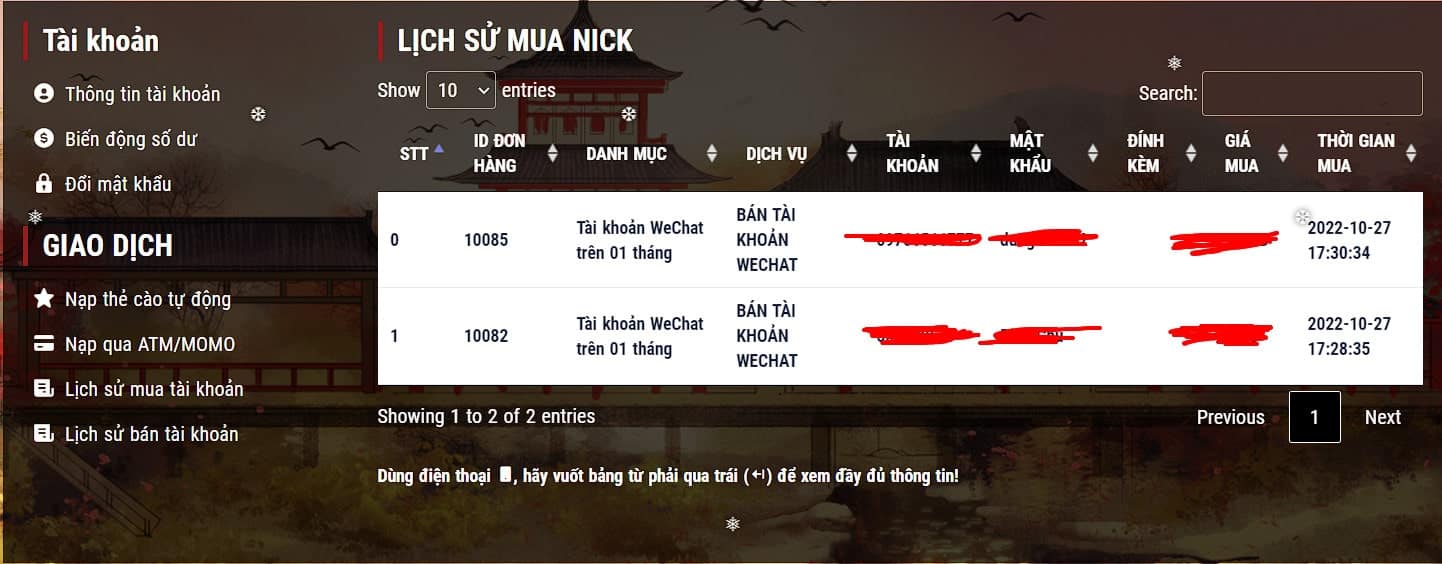 Mua nick tại Wechat.dichvuchina.vn