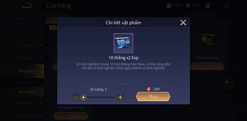 Mua thẻ game để nhân đôi kinh nghiệm