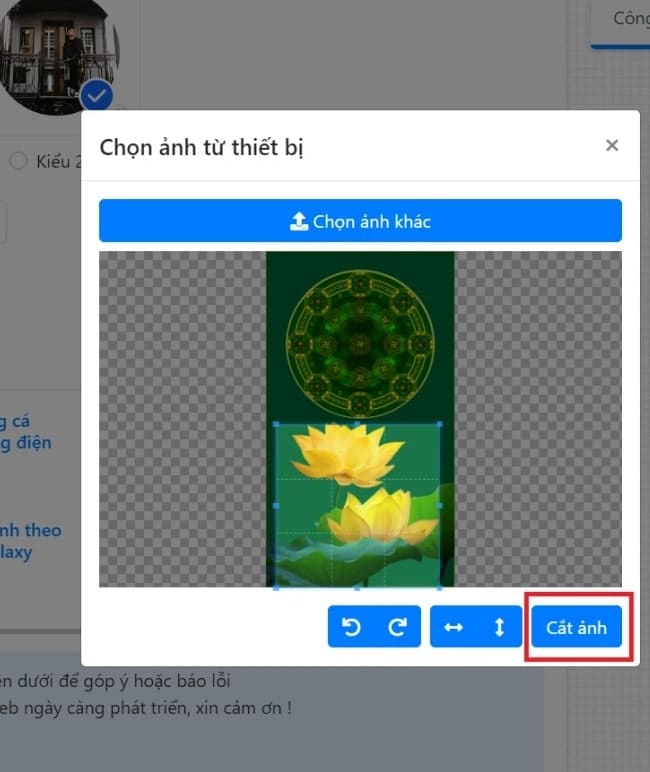 Nhấn chọn vào cắt ảnh