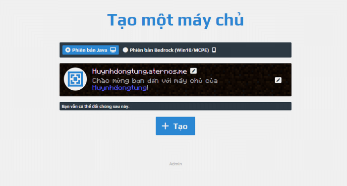 Tạo một máy chủ mới