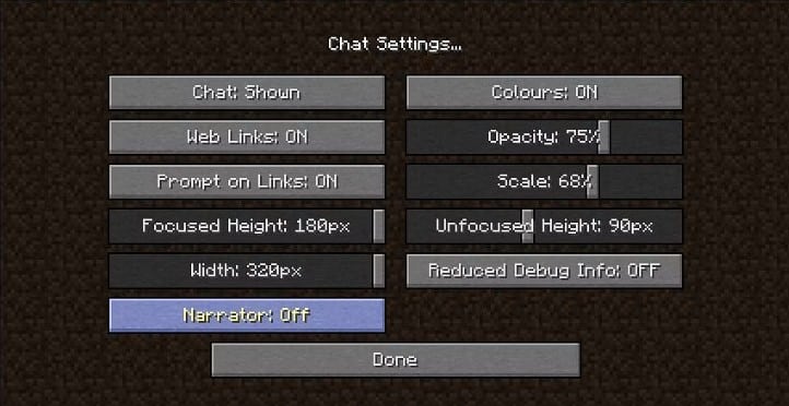 Tắt tiếng người dẫn truyện trong Minecraft