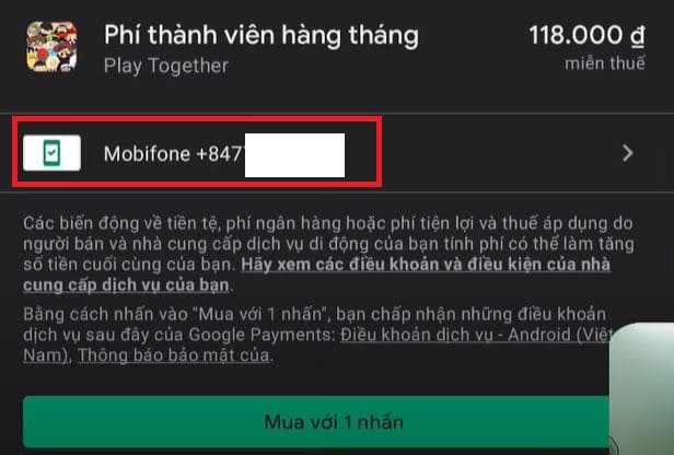 Thanh toán bằng nạp thẻ qua số điện thoại