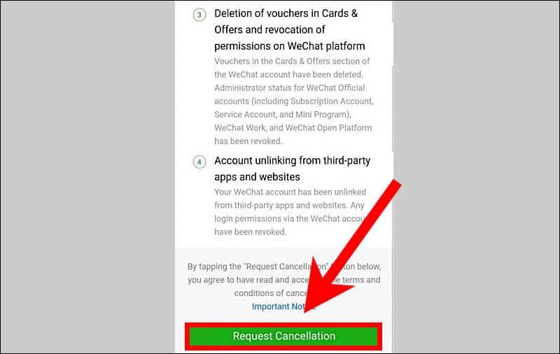 Xóa tài khoản WeChat