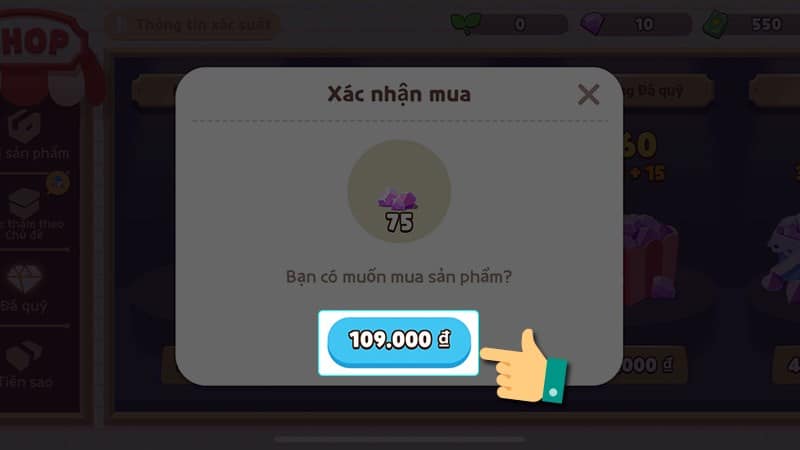chọn vào mức giá