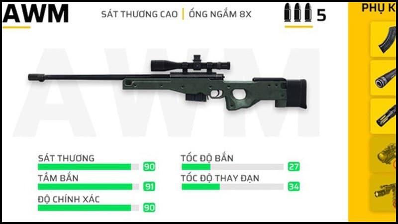 AWM – Vua của súng bắn tỉa mạnh nhất trong Free Fire