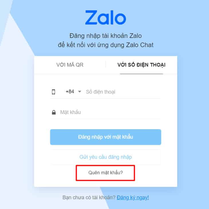 Bạn chọn vào mục Quên mật khẩu