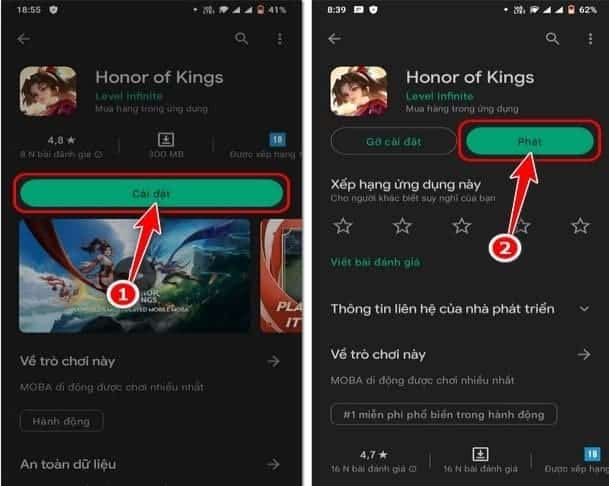 Bắt đầu cài đặt và tải game