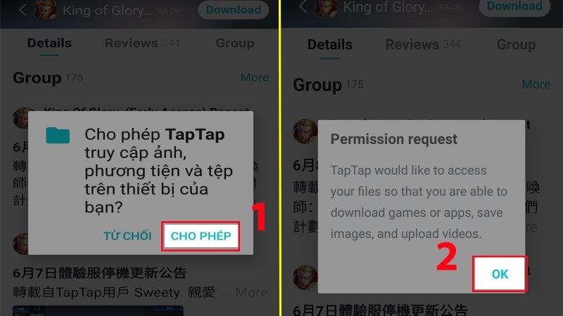 Cho phép truy cập