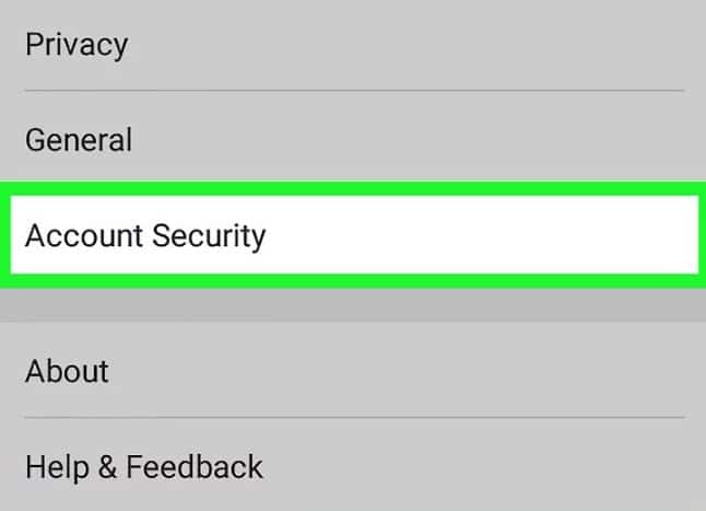Chọn tiếp Account Security