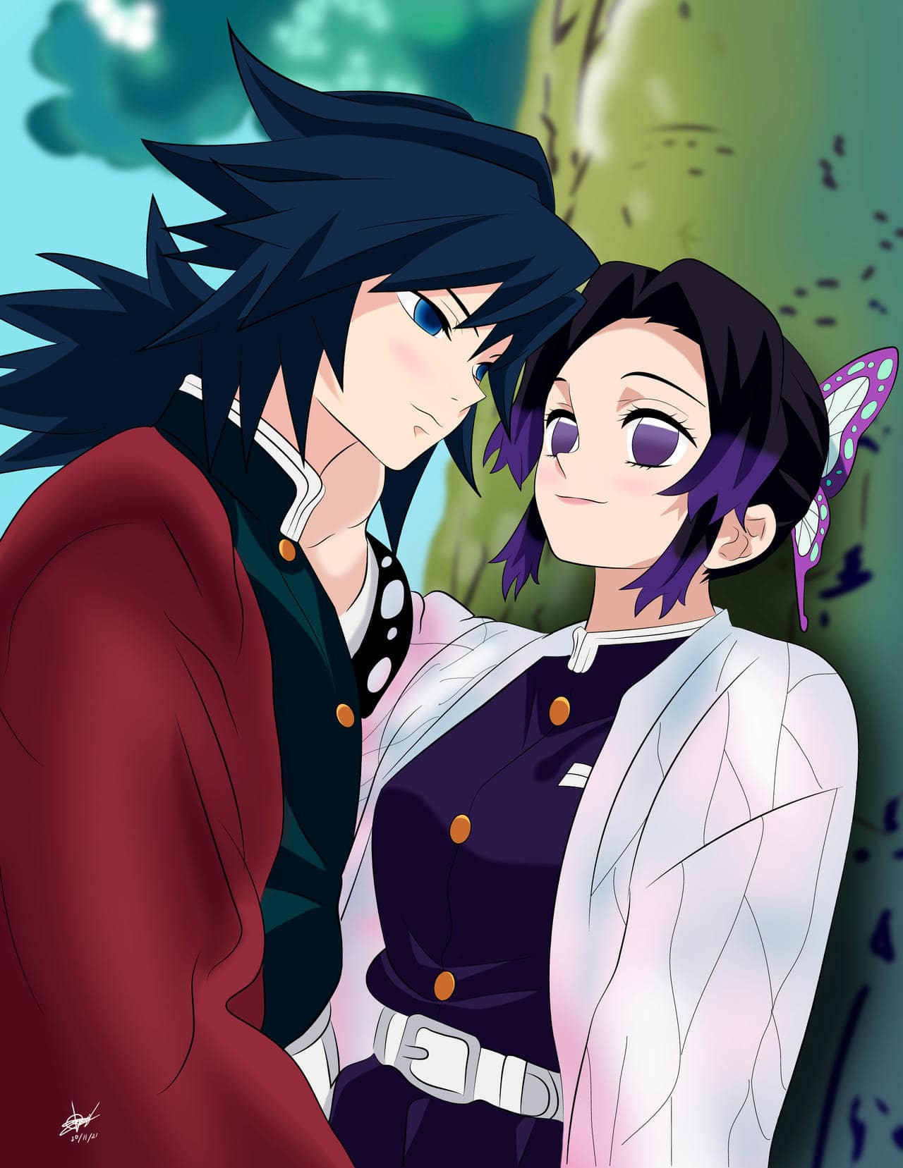 Hình Giyuu và Shinobu lãng mạn