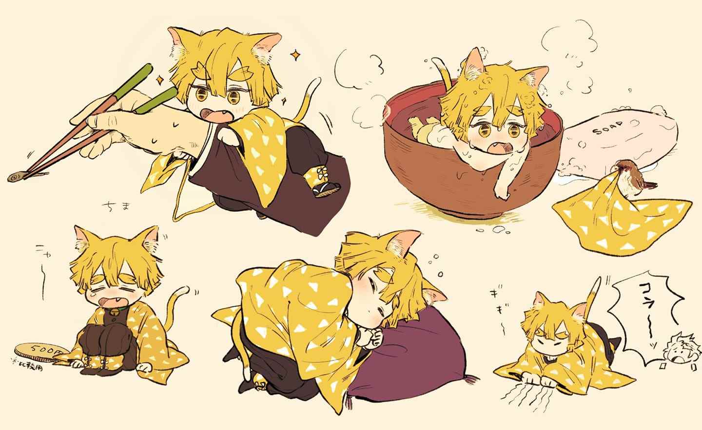 Hinh Nen Zenitsu Chibi Cute
