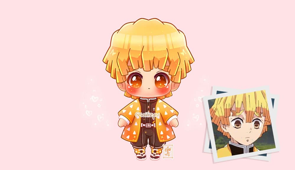 Hinh Nen Zenitsu Chibi Sieu Cute