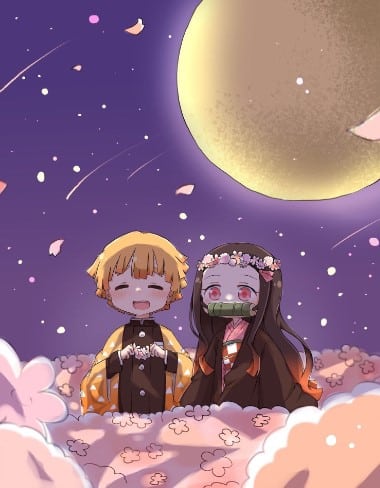 Hình Nezuko Và Zenitsu Chibi Đáng Yêu
