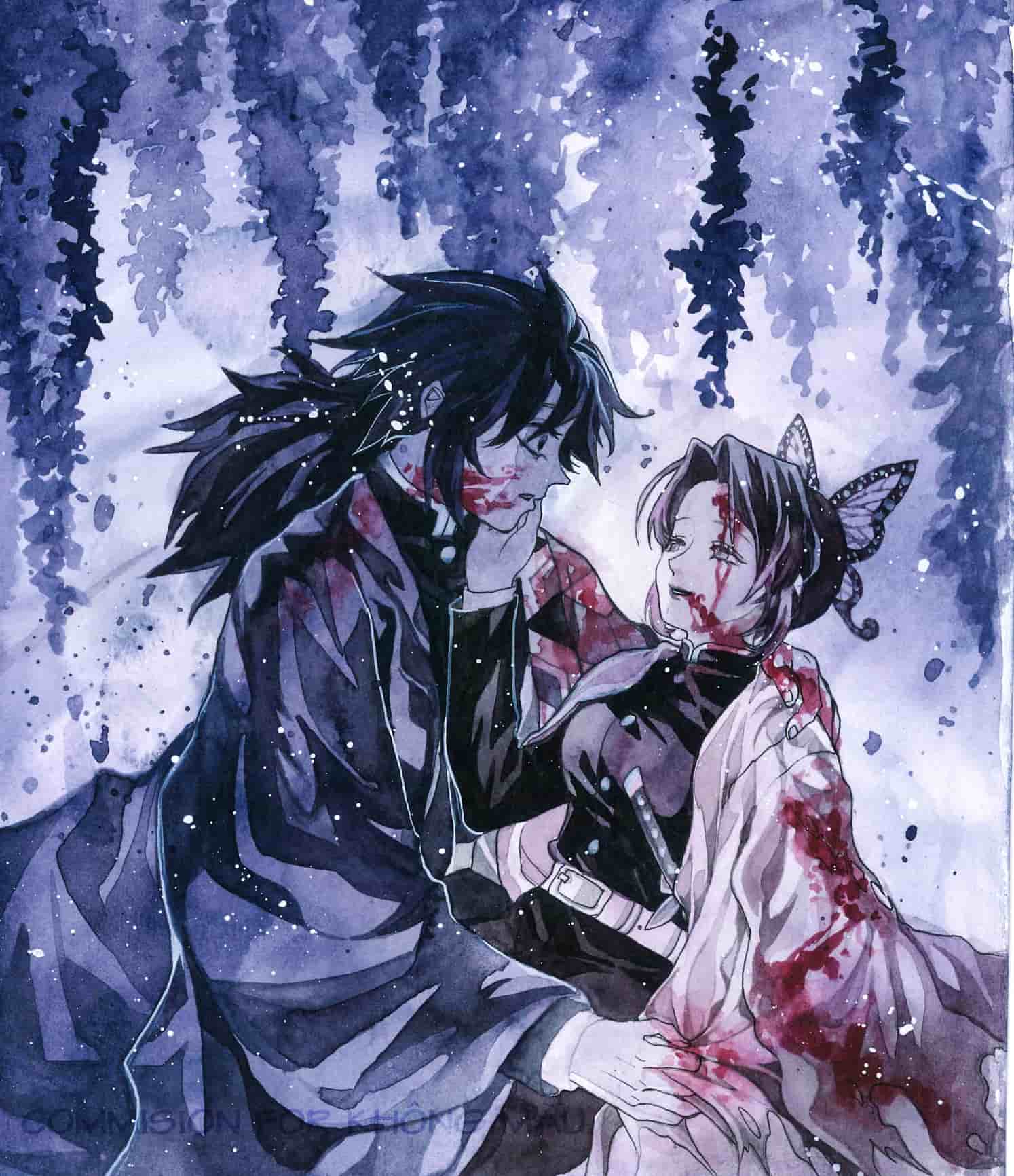 Hình Shinobu và Tomioka chết độc đáo