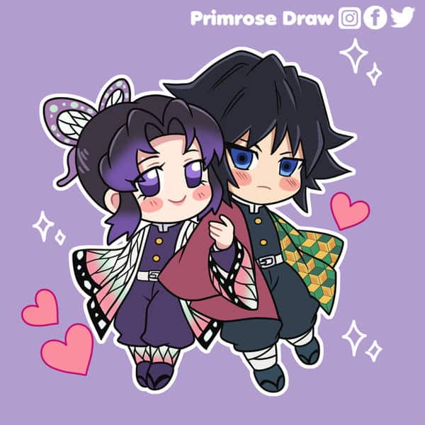 Hình Shinobu và Tomioka chibi đáng yêu