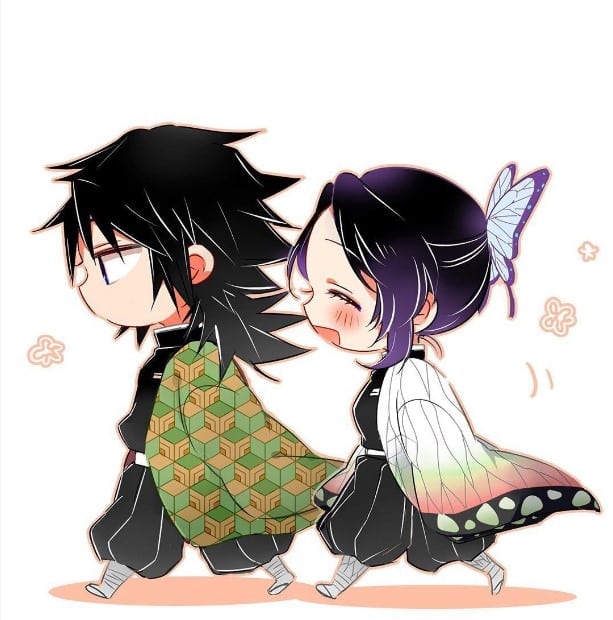Hình Shinobu và Tomioka chibi siêu cute