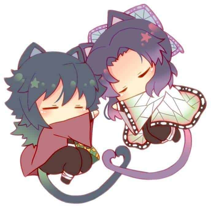Hình Shinobu và Tomioka chibi siêu đáng yêu