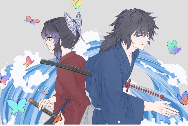 Hình Shinobu và Tomioka fan vẽ