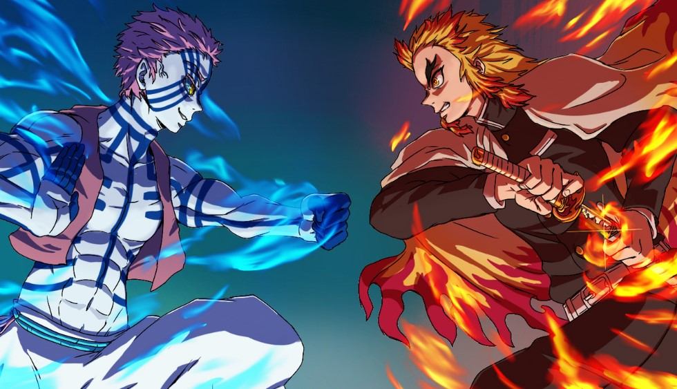 Hình Về Rengoku Vs Akaza