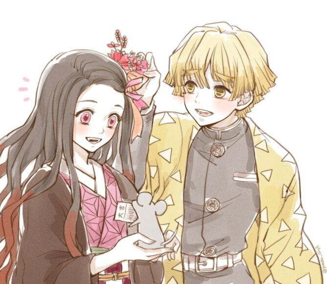 Hình Zenitsu Và Nezuko Đẹp, Đáng Yêu