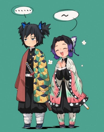 Hình ảnh Giyuu và Shinobu chibi đáng yêu