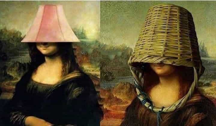 Hình chế Mona Lisa đội sọt cực hài