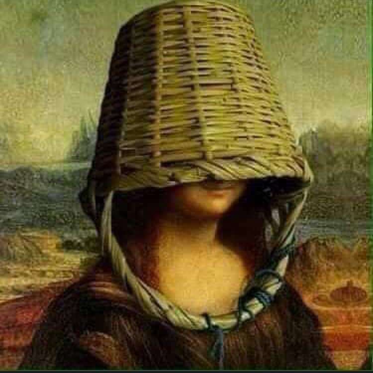 Hình chế Mona Lisa đội sọt hài hước