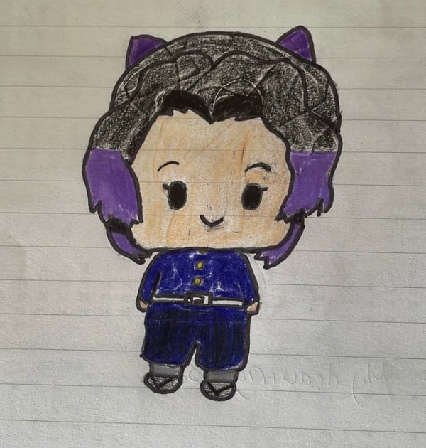 Hình vẽ Shinobu chibi đơn giản ngộ nghĩnh