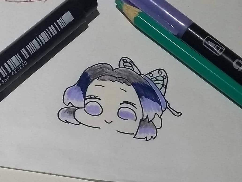 Hình vẽ Shinobu chibi siêu dễ
