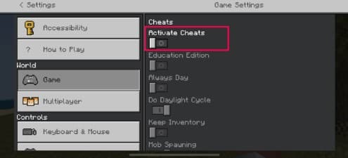 Kích hoạt cheat