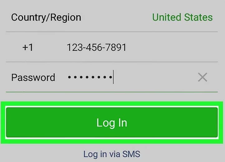 Nhấn Log In để đăng nhập