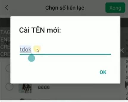 Nhập tên mới và nhấn OK