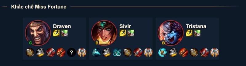 Những Tướng Khắc Chế Miss Fortune