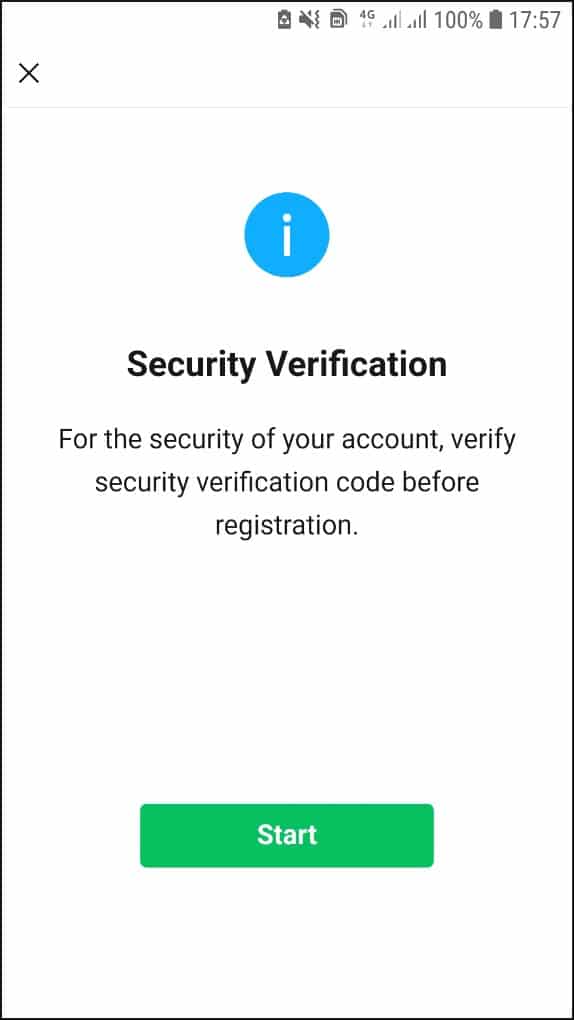 Start để bắt đầu xác nhận