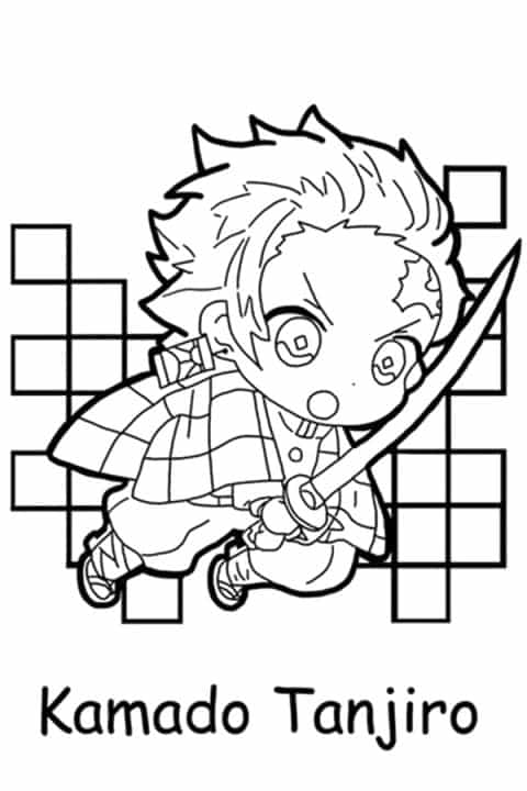 Tanjiro Chibi Trắng Đen