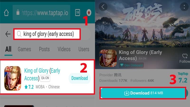 Tìm từ khóa King of Glory để tải