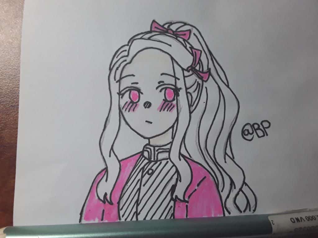 Tranh Vẽ Nezuko Chibi Đơn Giản