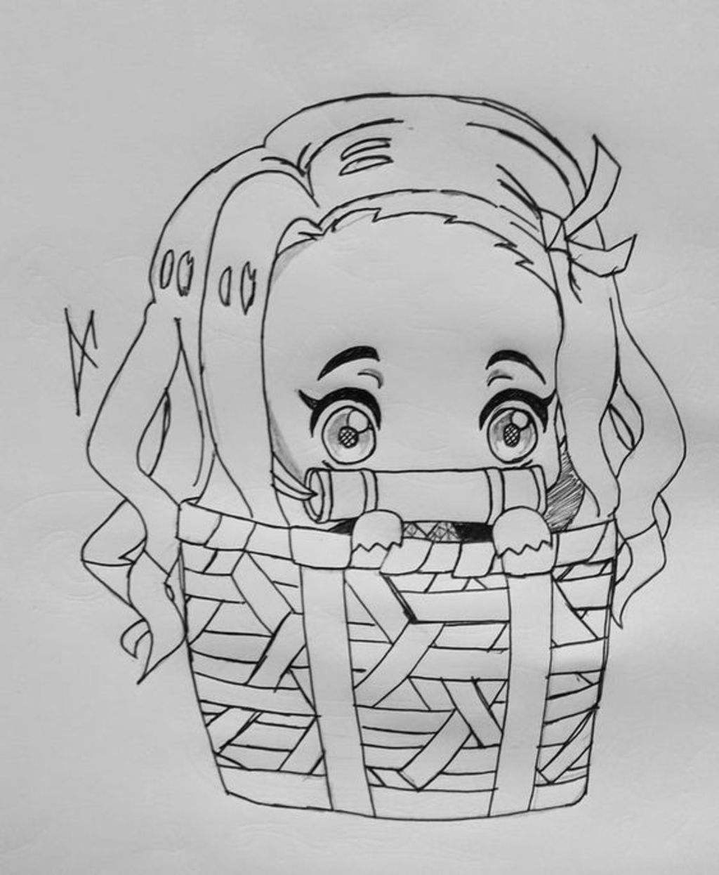 Vẽ Nezuko Chibi Đơn Giản
