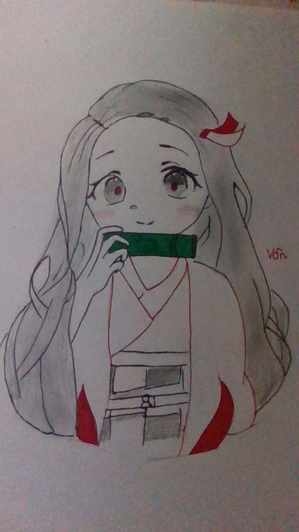 Vẽ Nezuko Đơn Giản Bằng Chì