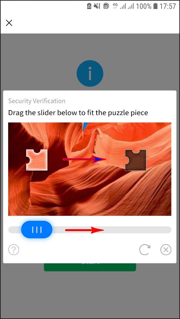 Xác nhận mã Captcha bằng cách kéo mảnh còn thiếu vào đúng chỗ
