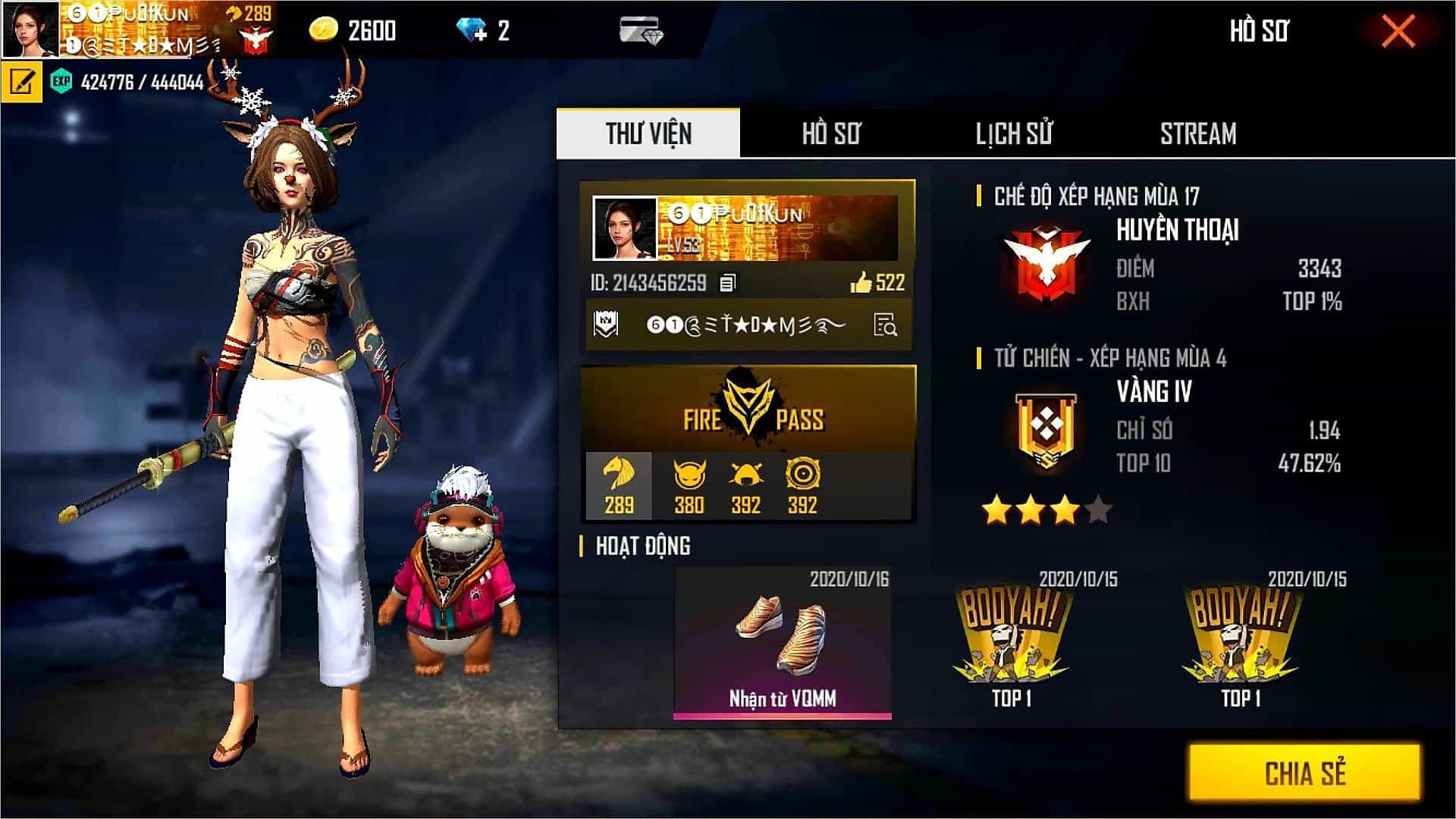 Ảnh tài khoản Free Fire giàu nữ cực ngầu