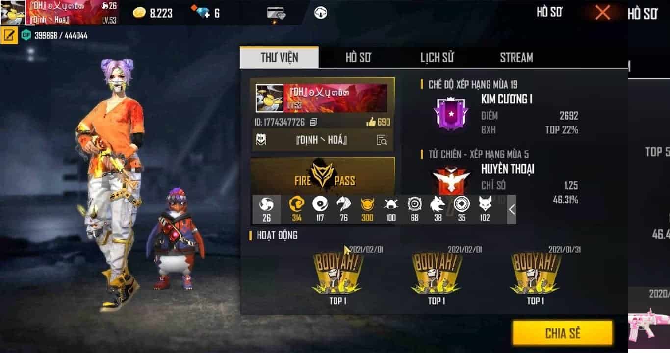 Ảnh tài khoản Free Fire giàu nữ