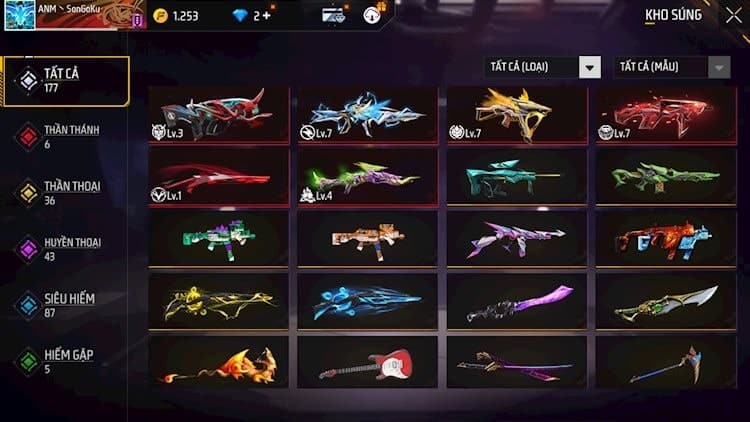 Bạn xem thêm hình acc ff full skin súng lv7 vip, đẹp nhất