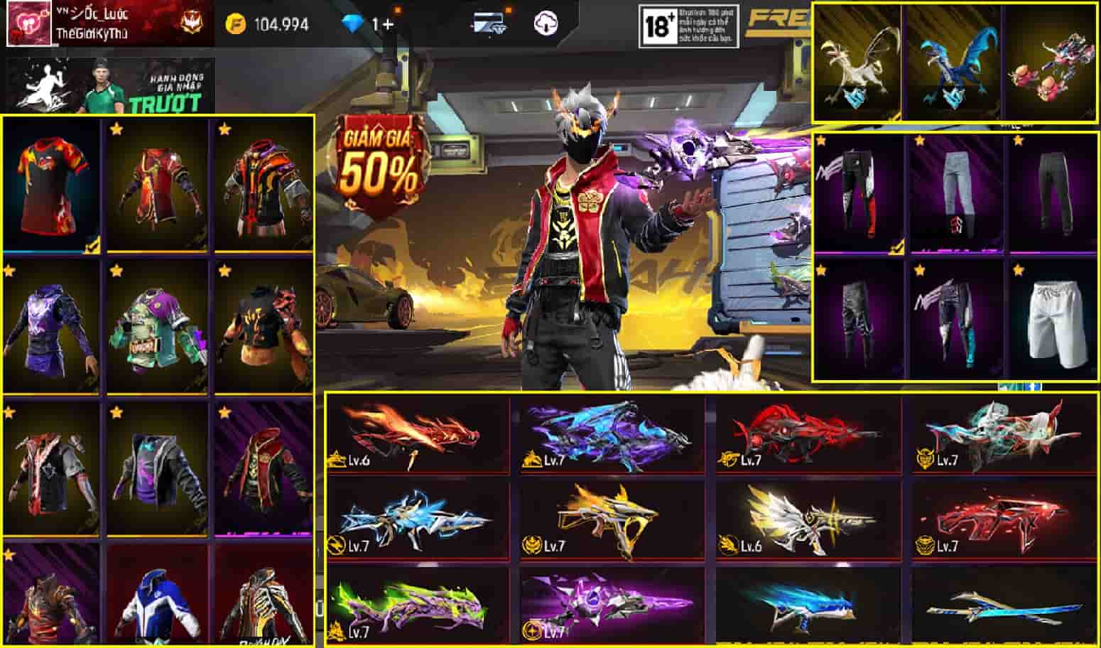 Cho acc ff full lv7 miễn phí