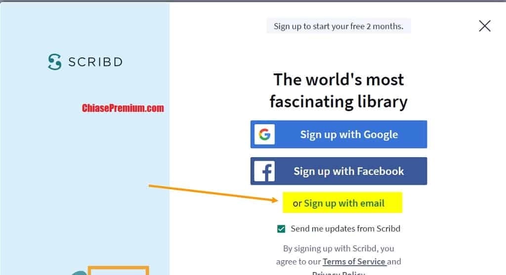 Chọn đăng ký với bằng email và mật khẩu