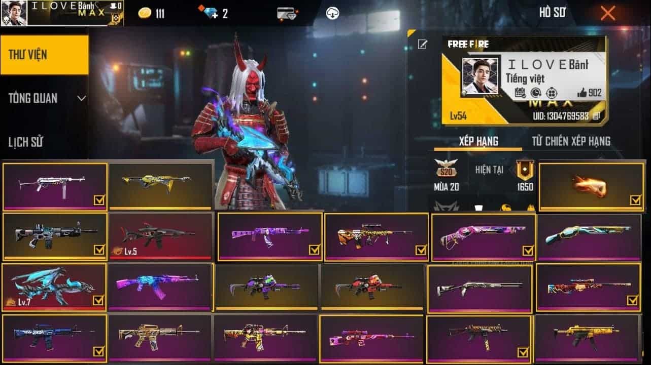 Hình acc ff full skin súng lv7 vip mới nhất