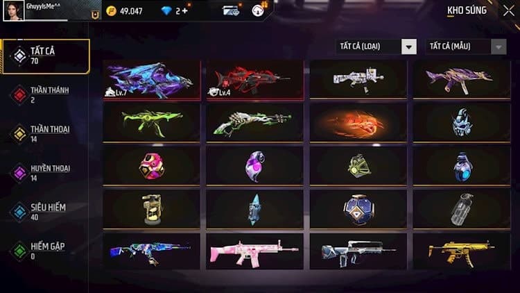 Hình acc ff full skin súng lv7 vip