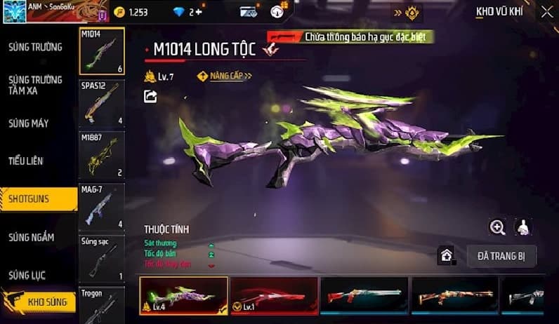 Hình acc ff súng lv7 miễn phí