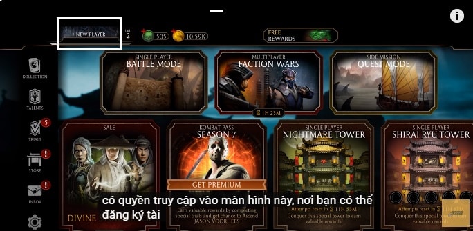 Nhấn chọn new player