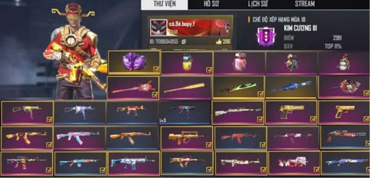 Tặng bạn ảnh shop acc ff nhiều skin súng ngầu nhất